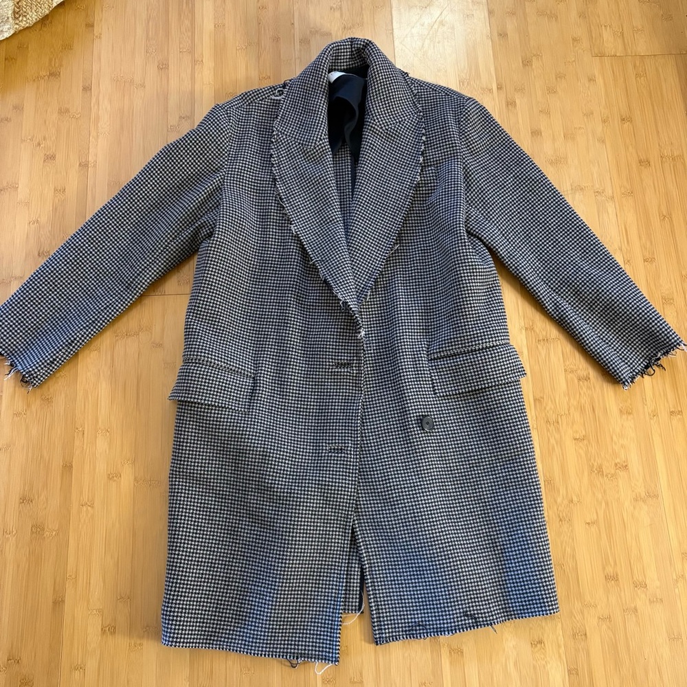 IRO Black and White Houndstooth Raw Edge Jacket 100% wool Size 36